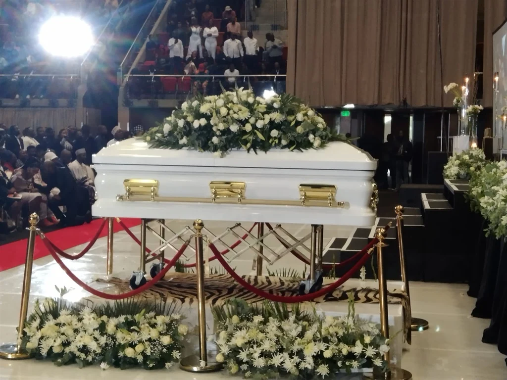 Mampintsha's body during his funeral service. Photo by Zama Nteyi