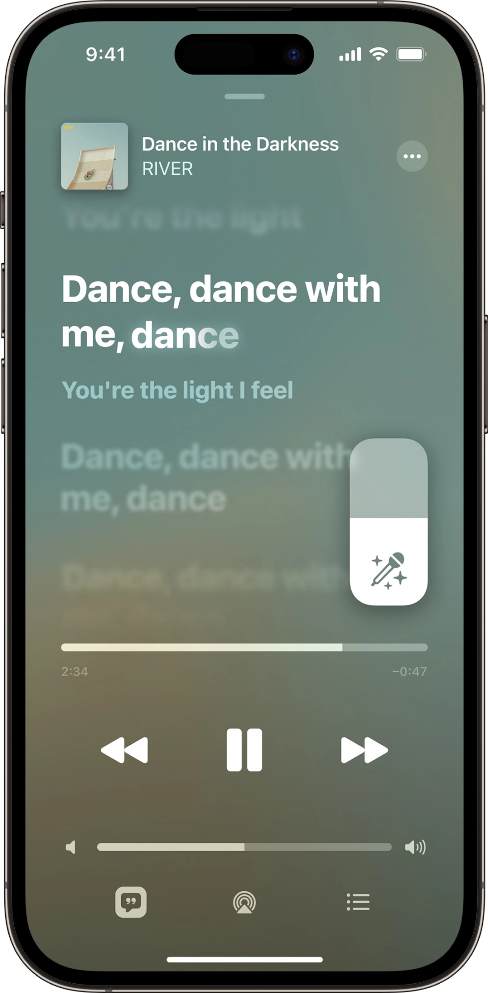 Apple Music Sing gives you real-time lyrics and the ability to adjust vocals volumeCredit: Apple