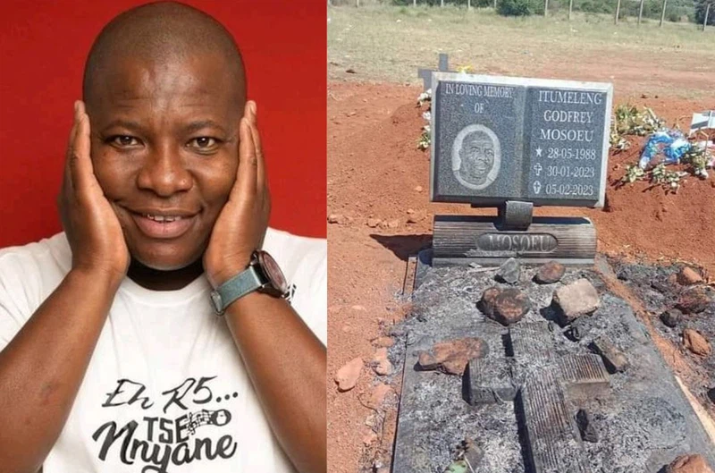 Vusi Ma R5’s grave vandalised. Images via Twitter @dipuo1026