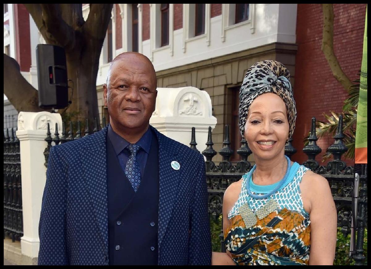 Billionaire Bridgette Radebe with her husband. Image Via Twitter