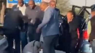 A screenshot of the video of the members of the VIP protection assaulting motorists and passengers on the N1 highway. Image: Twitter Screenshot