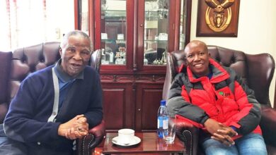 Former president Thabo Mbeki with EFF leader Julius Malema during a meeting in 2016. File Picture: Masi Losi