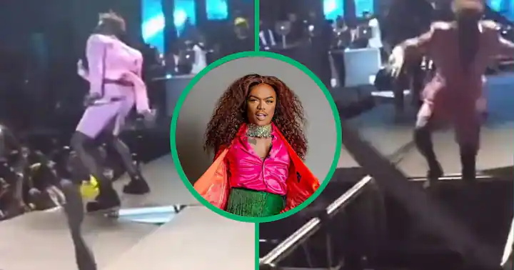 Somizi Mhlongo is topping trends after his lookalike, Ugandan musician Kabako, fell while performing on stage. Images: X, ChrisExcel102 and Instagram, somizi Source: UGC Read more: https://briefly.co.za/entertainment/celebrities/169927-somizi-mhlongo-trends-lookalike-falls-offstage/