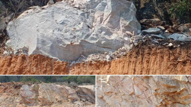 The lithium ore found by road construction workers when they worked near the foot of a range of mountains near Ngundu