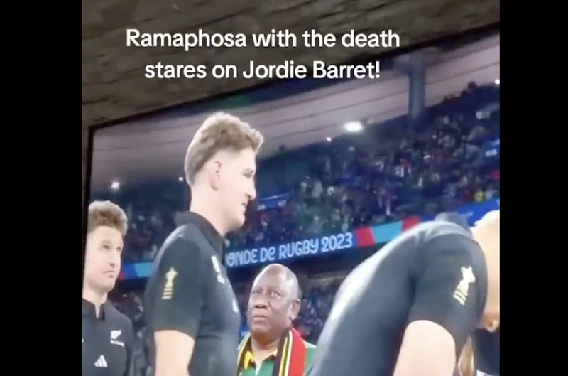 Cyril Ramaphosa at the post-match World Cup ceremony. Photo: X