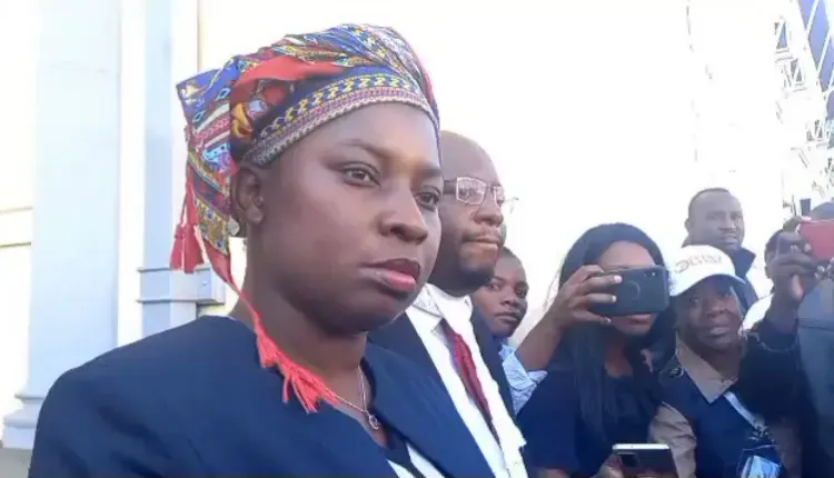 Former cabinet Minister Saviour Kasukuwere's spokesperson Jaqueline Sande who is also a legal practitioner (Screengrab from video by ZimLive.com)