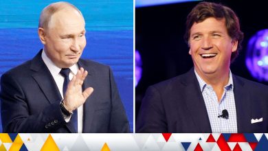 Tucker Carlosn and Vladimir Putin