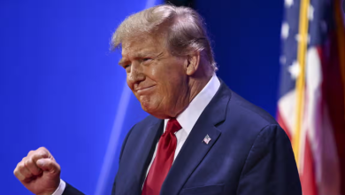 Donald Trump at CPAC in National Harbor, Maryland, on 24 February 2024. Photograph: Anadolu/Getty Images