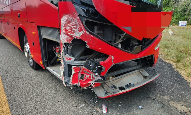The bus carrying TS Galaxy representatives collided with the VW Polo, but no occupants of the bus were injured.