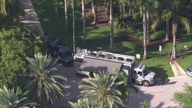 Homeland Security Investigations vehicles are seen parked outside Sean "Diddy" Combs' home on Star Island on Monday afternoon. The island is a neighborhood in Miami Beach, Florida.CBS NEWS MIAMI