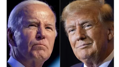 President Joe Biden, left, on Jan. 5, and Republican presidential candidate former President Donald Trump, right, on Jan. 19. AP