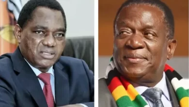 Zambian President Hakainde Hichilema and Zimbabwean President Emmerson Mnangagwa